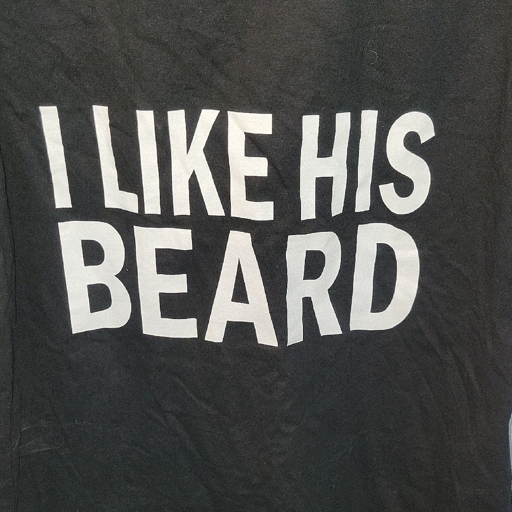 Hanes Black Graphic Tee with White Text. I Like His Beard XL. NWOT